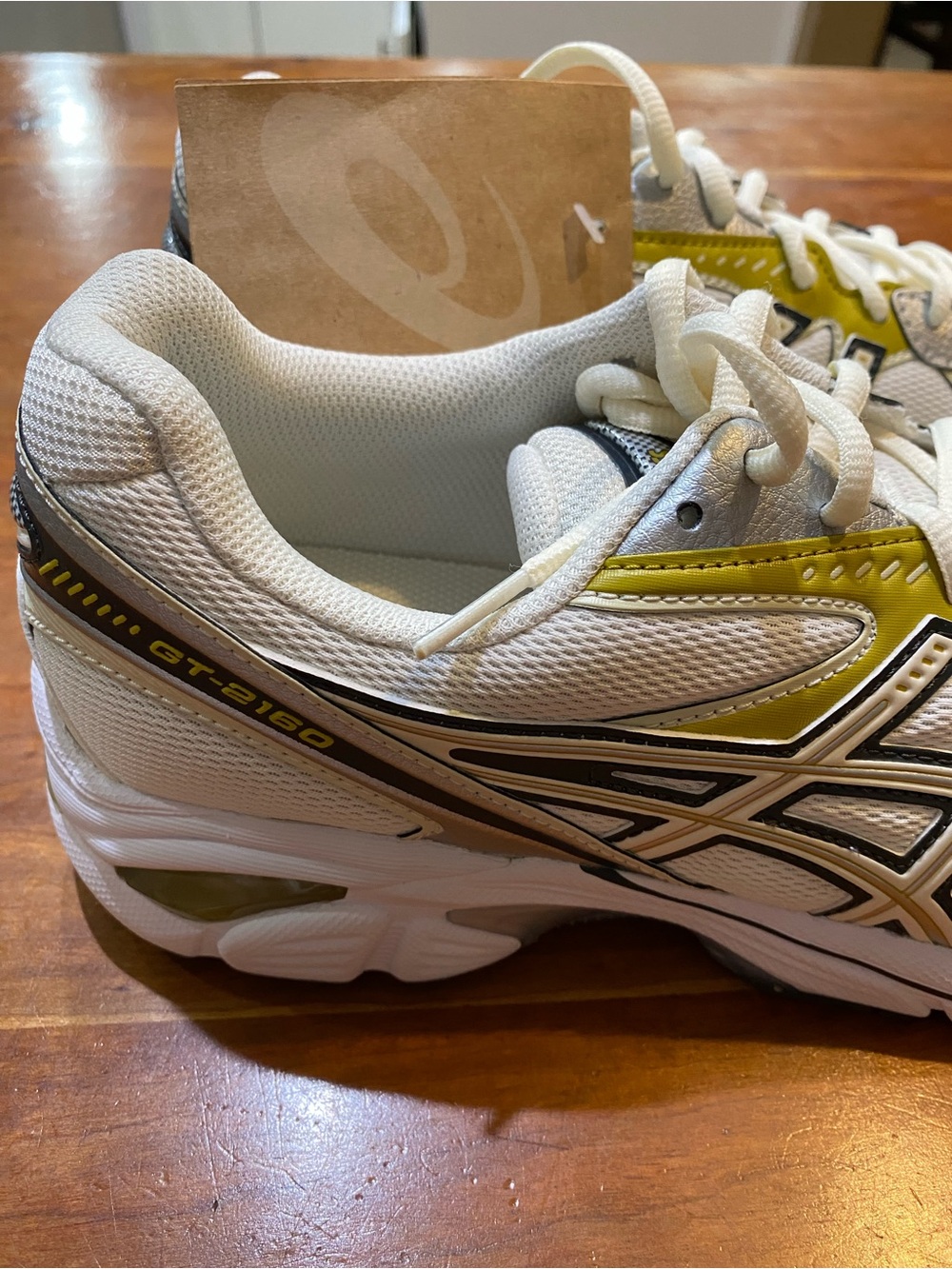 Asics Cream and Dark Mustard Mesh Running Shoes